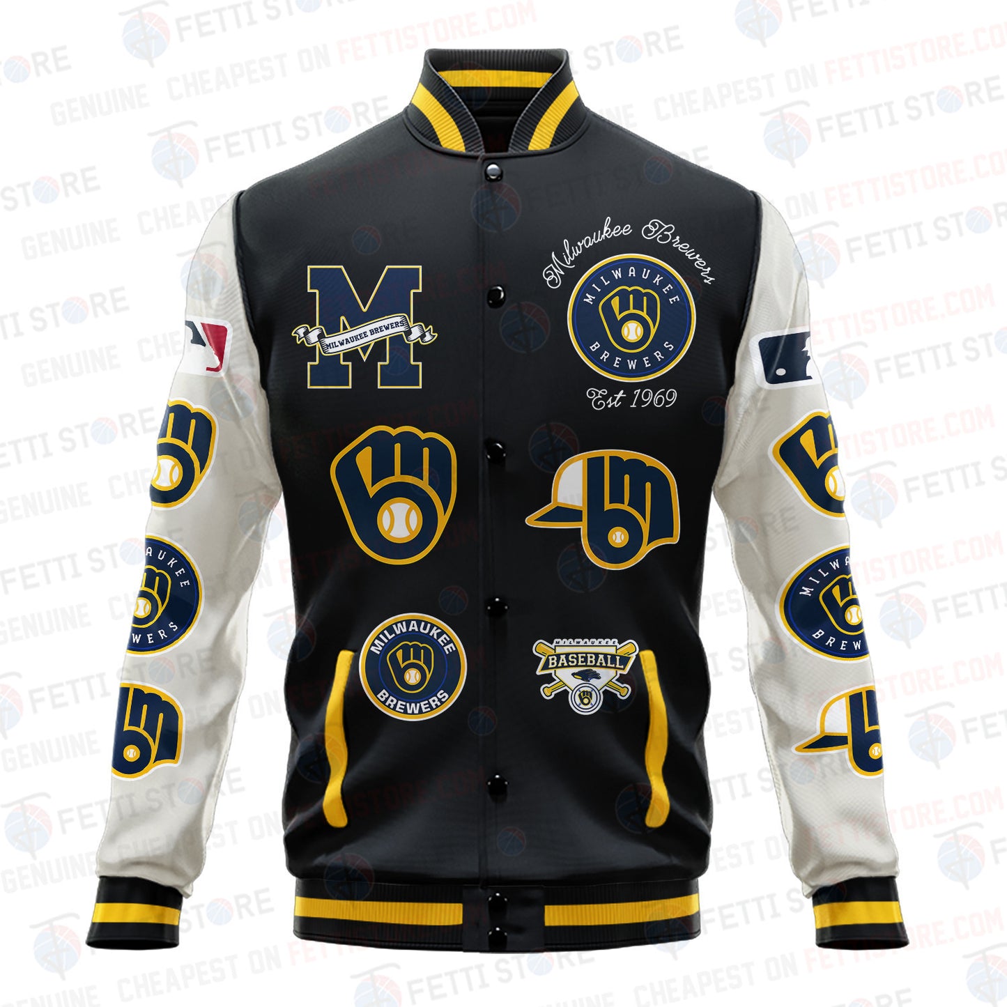 Milwaukee Brewers - Major League Baseball AOP Varsity Jacket V2 - All-Over-Printed Jacket