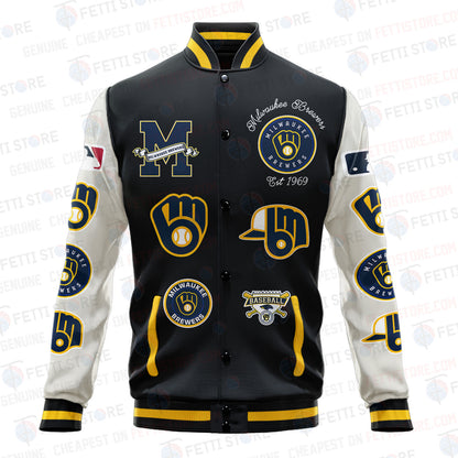 Milwaukee Brewers - Major League Baseball AOP Varsity Jacket V2 - All-Over-Printed Jacket