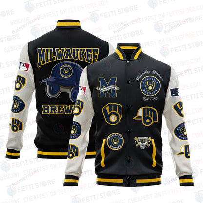 Milwaukee Brewers - Major League Baseball AOP Varsity Jacket V2 - All-Over-Printed Jacket