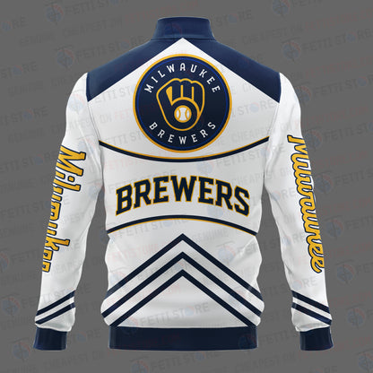 Milwaukee Brewers - Major League Baseball AOP Varsity Jacket V4 - All-Over-Printed Jacket
