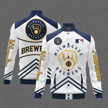Milwaukee Brewers - Major League Baseball AOP Varsity Jacket V4 - All-Over-Printed Jacket