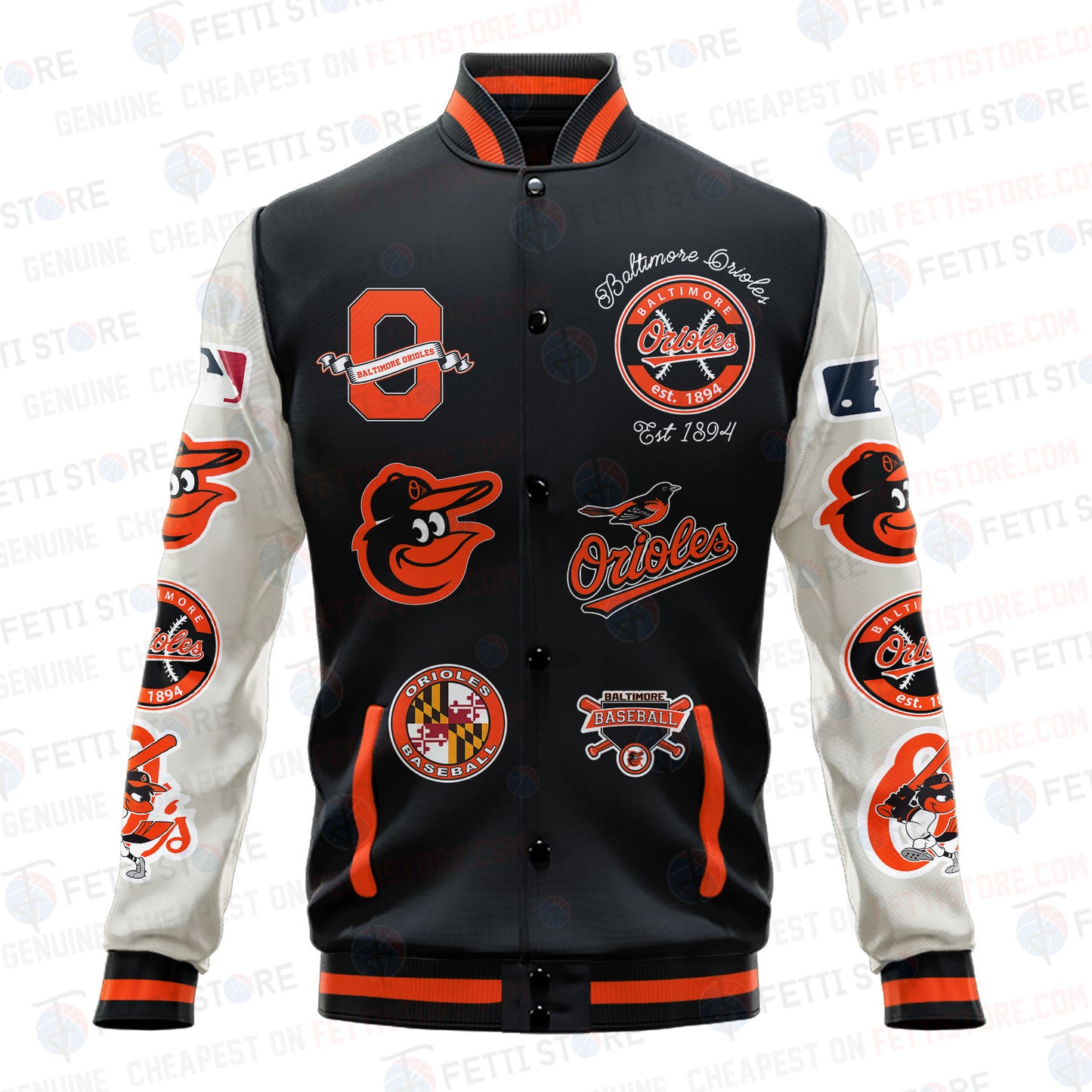 Baltimore Orioles - Major League Baseball AOP Varsity Jacket V2 - All-Over-Printed Jacket