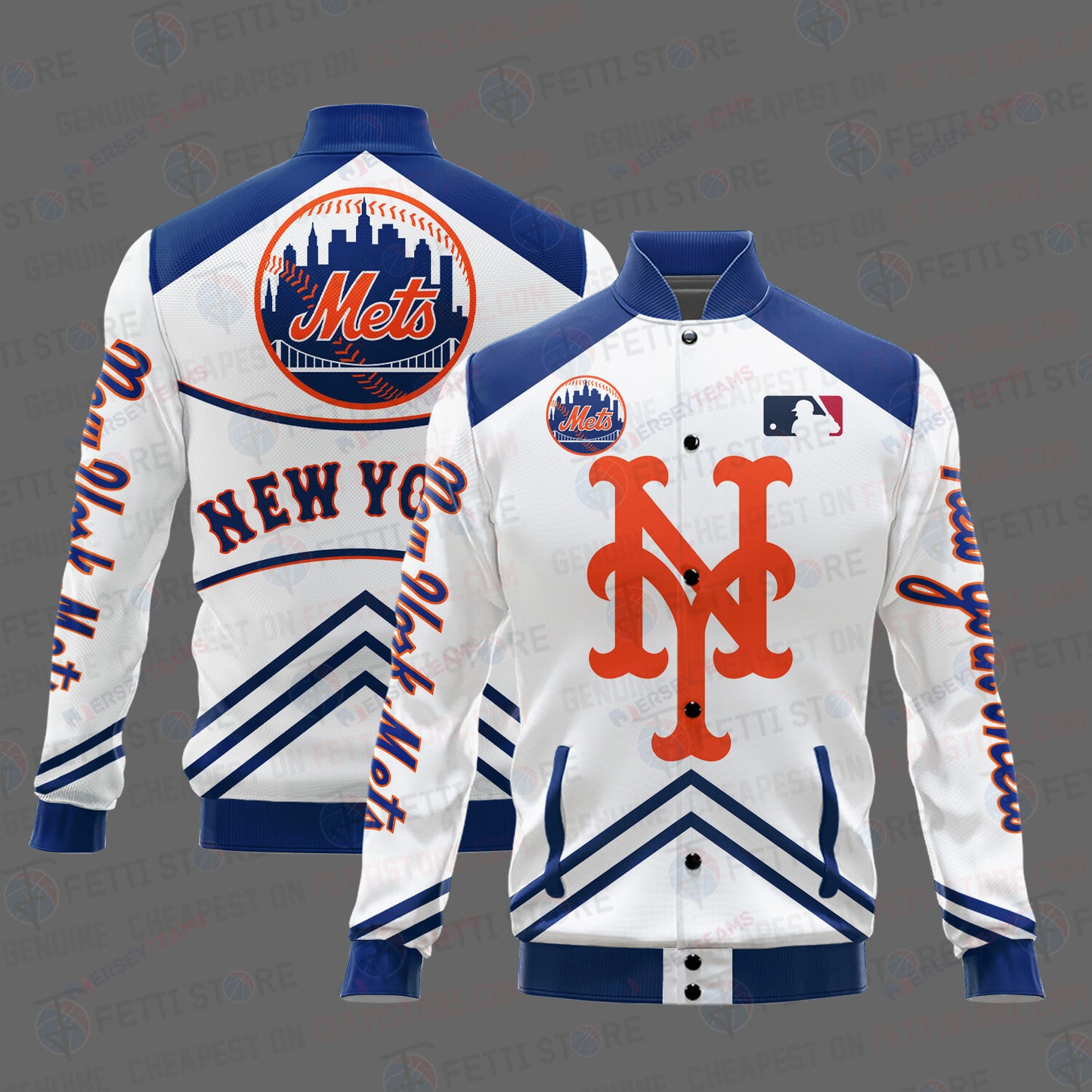 New York Mets - Major League Baseball AOP Varsity Jacket V4 - All-Over-Printed Jacket