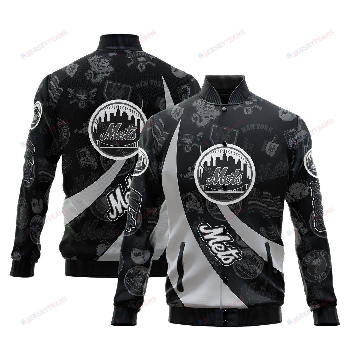 New York Mets - Major League Baseball AOP Varsity Jacket V3 - All-Over-Printed Jacket