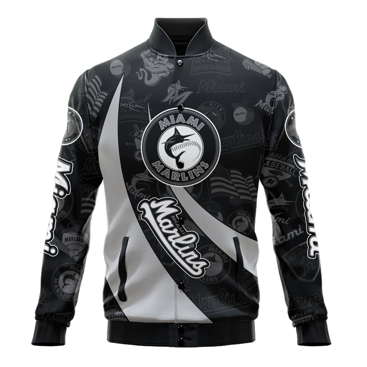 Miami Marlins - Major League Baseball AOP Varsity Jacket V3 - All-Over-Printed Jacket