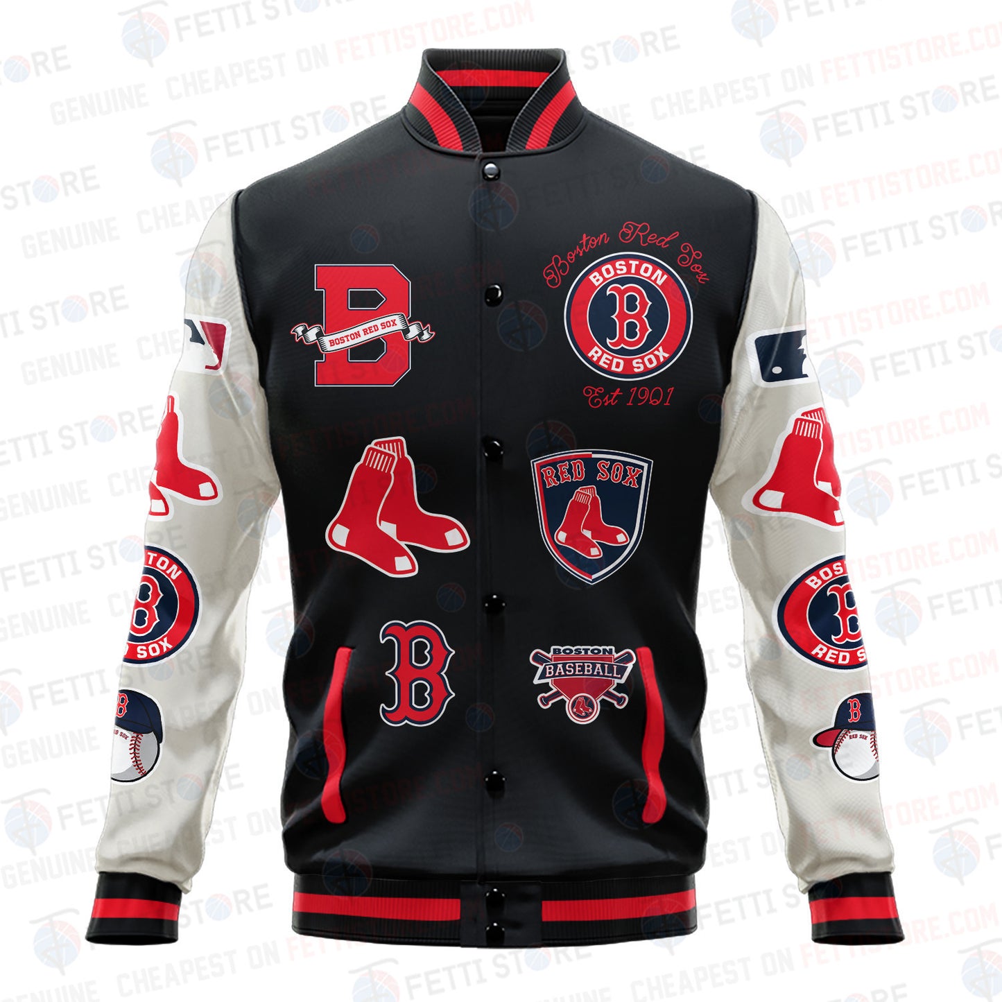 Boston Red Sox - Major League Baseball AOP Varsity Jacket V2 - All-Over-Printed Jacket