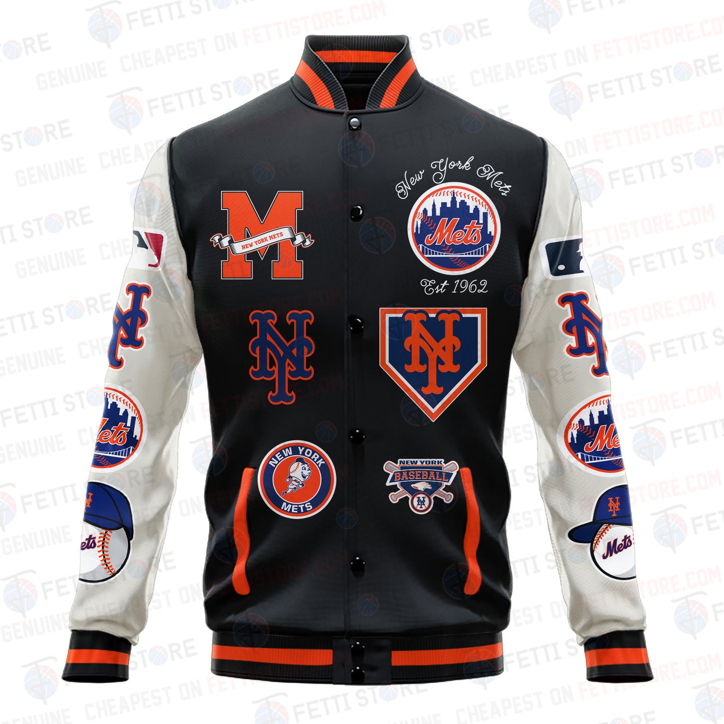 New York Mets - Major League Baseball AOP Varsity Jacket V2 - All-Over-Printed Jacket