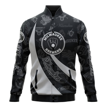 Milwaukee Brewers - Major League Baseball AOP Varsity Jacket V3 - All-Over-Printed Jacket