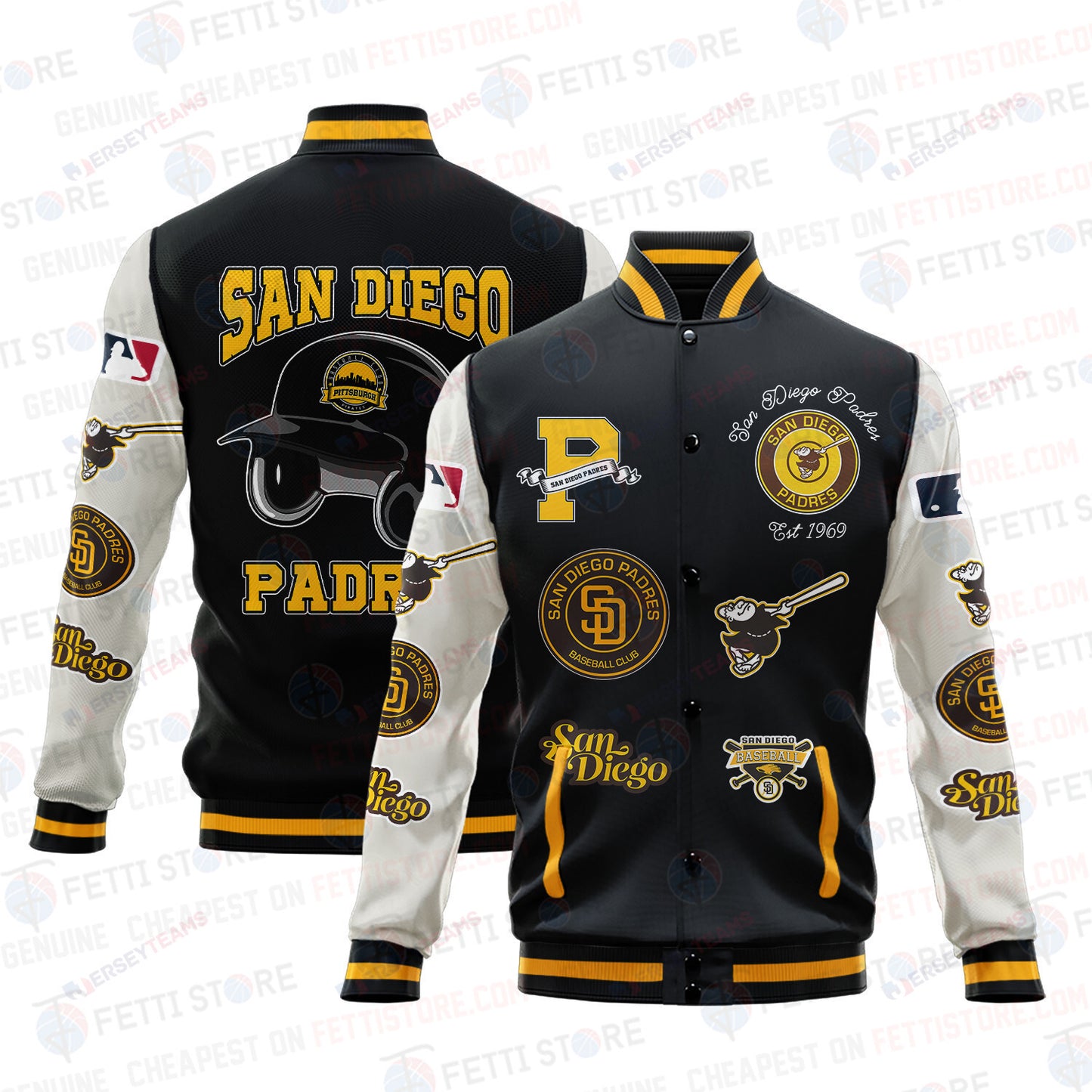 San Diego Padres - Major League Baseball AOP Varsity Jacket V2 - All-Over-Printed Jacket