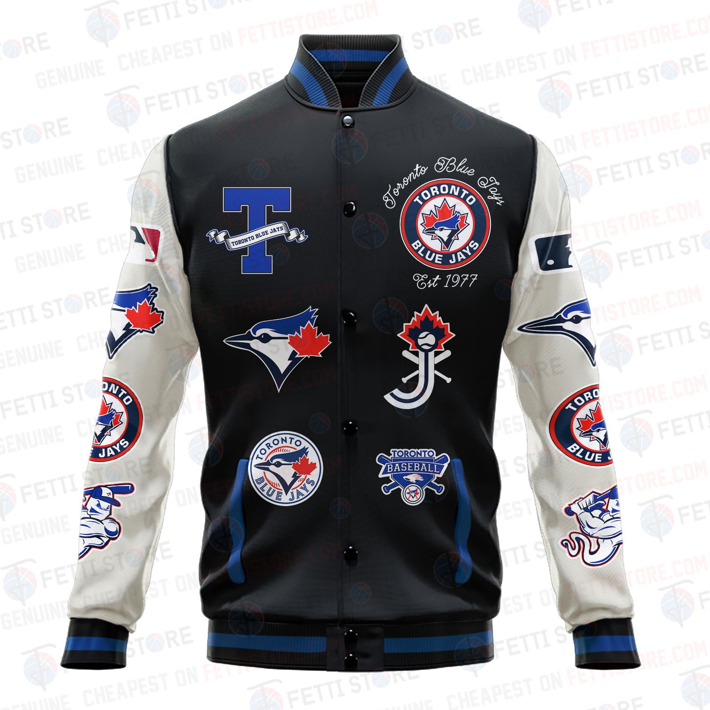 Toronto Blue Jays - Major League Baseball AOP Varsity Jacket V2 - All-Over-Printed Jacket
