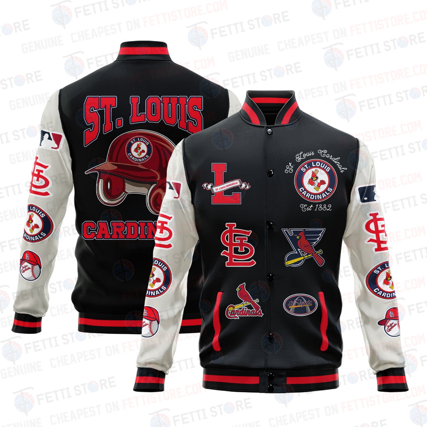 St. Louis Cardinals - Major League Baseball AOP Varsity Jacket V2 - All-Over-Printed Jacket