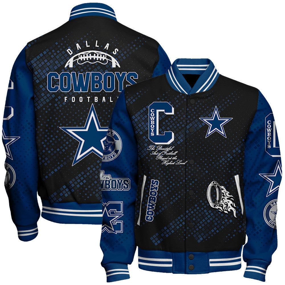 Dallas Cowboys National Football League Pattern Varsity Jacket SH1 V3 - All-Over-Printed Jacket
