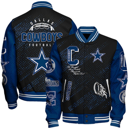Dallas Cowboys National Football League Pattern Varsity Jacket SH1 V3 - All-Over-Printed Jacket