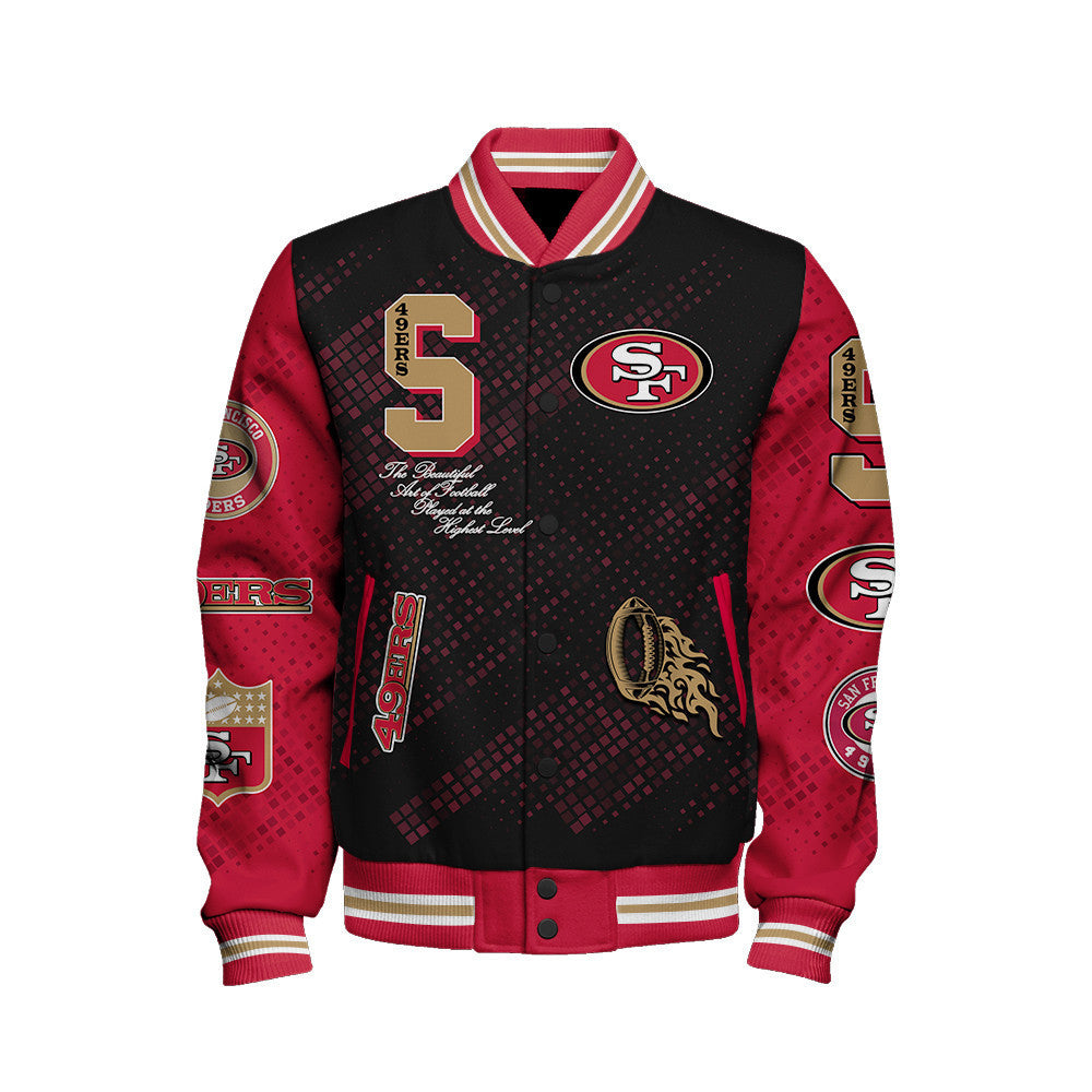 San Francisco 49ers National Football League Pattern Varsity Jacket SH1 V3 - All-Over-Printed Jacket
