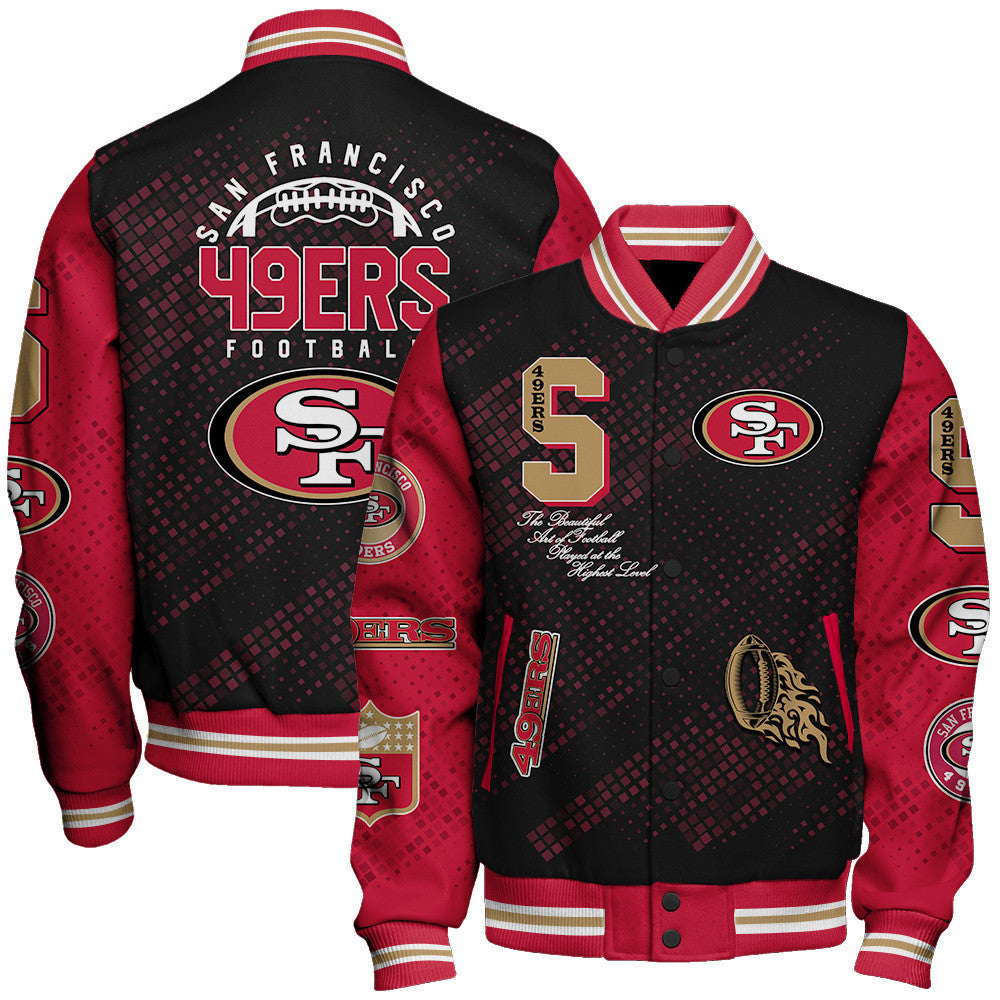 San Francisco 49ers National Football League Pattern Varsity Jacket SH1 V3 - All-Over-Printed Jacket