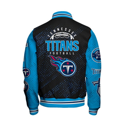 Tennessee Titans National Football League Pattern Varsity Jacket SH1 V3 - All-Over-Printed Jacket