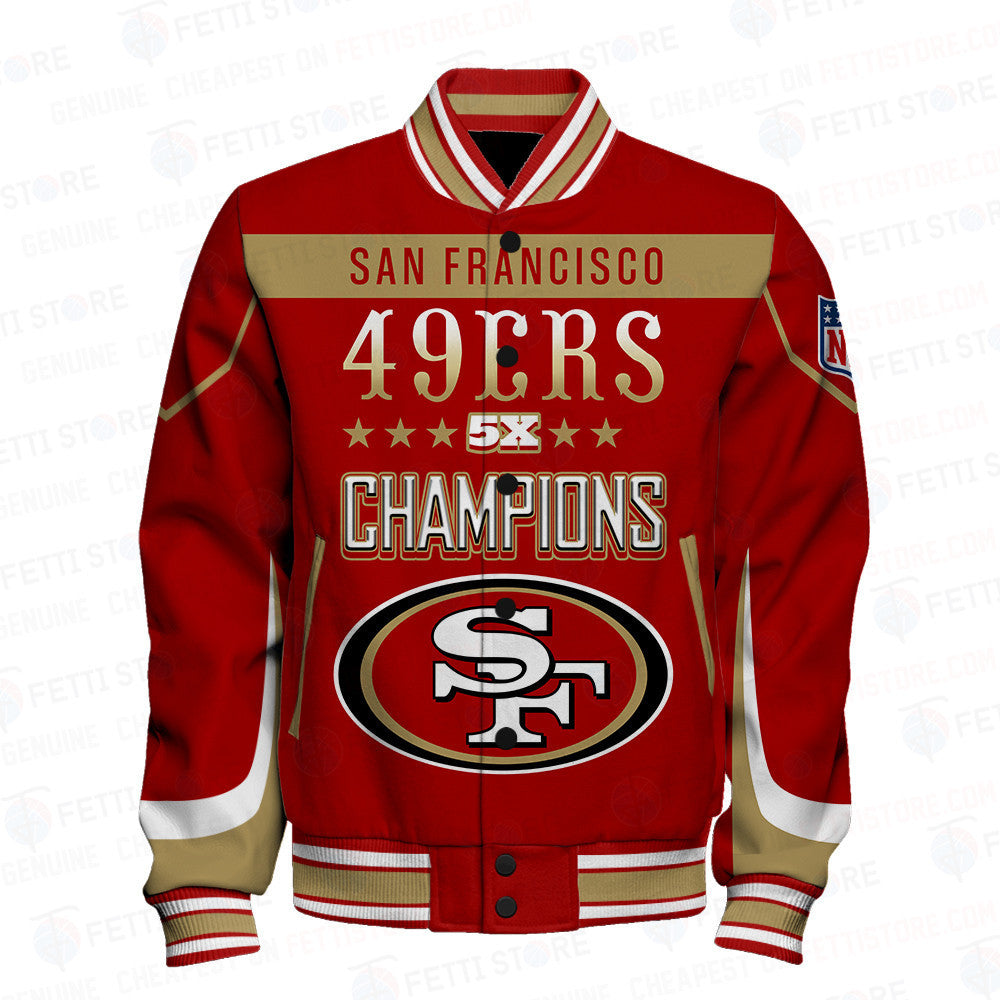 San Francisco 49ers 5X Super Bowl Champions Varsity Jacket - All-Over-Printed Jacket