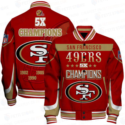 San Francisco 49ers 5X Super Bowl Champions Varsity Jacket - All-Over-Printed Jacket