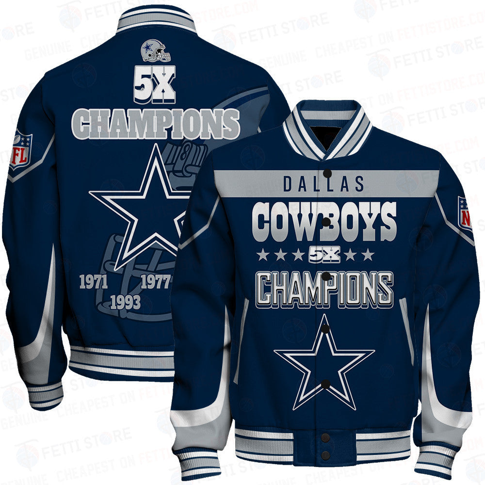 Dallas Cowboys 5X Super Bowl Champions Varsity Jacket - All-Over-Printed Jacket