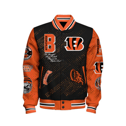 Cincinnati Bengals National Football League Pattern Varsity Jacket SH1 V3 - All-Over-Printed Jacket