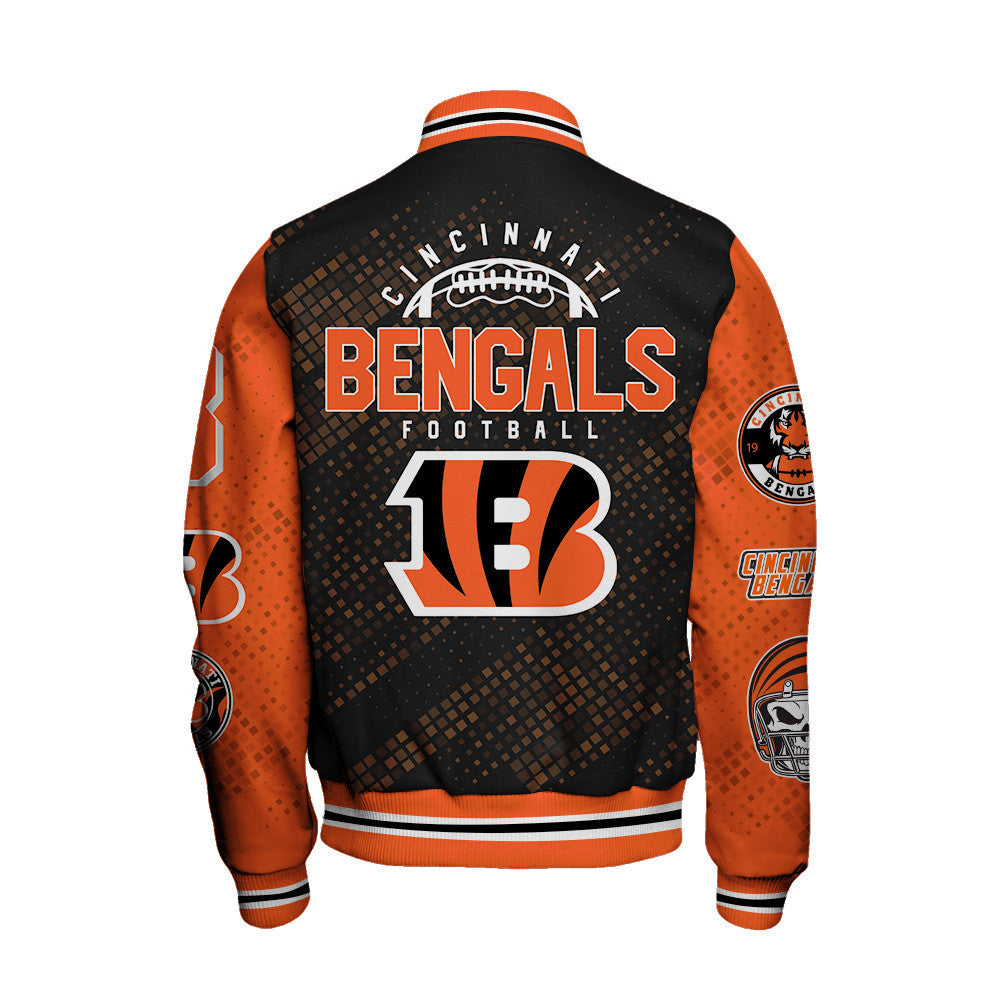 Cincinnati Bengals National Football League Pattern Varsity Jacket SH1 V3 - All-Over-Printed Jacket