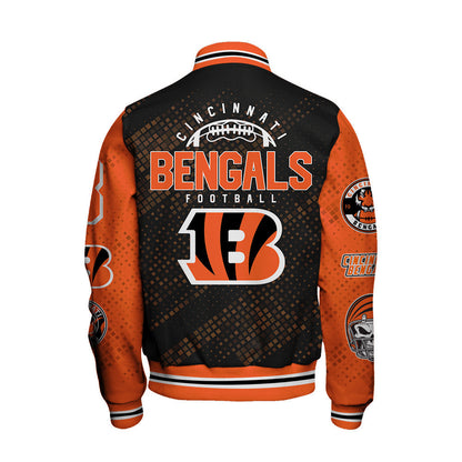 Cincinnati Bengals National Football League Pattern Varsity Jacket SH1 V3 - All-Over-Printed Jacket