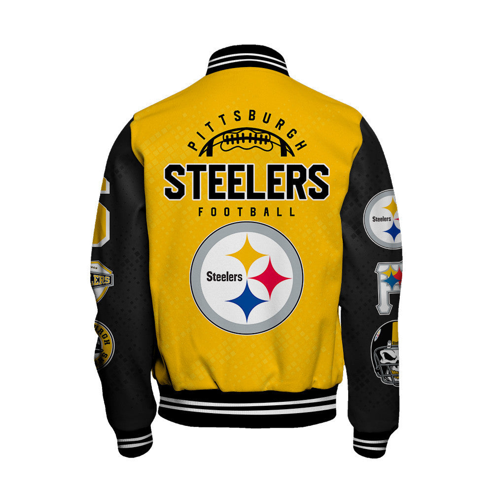 Pittsburgh Steelers National Football League Pattern Varsity Jacket SH1 V3 - All-Over-Printed Jacket