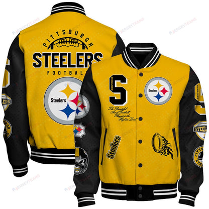 Pittsburgh Steelers National Football League Pattern Varsity Jacket SH1 V3 - All-Over-Printed Jacket