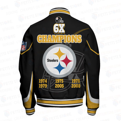 Pittsburgh Steelers 6X Super Bowl Champions Varsity Jacket - All-Over-Printed Jacket