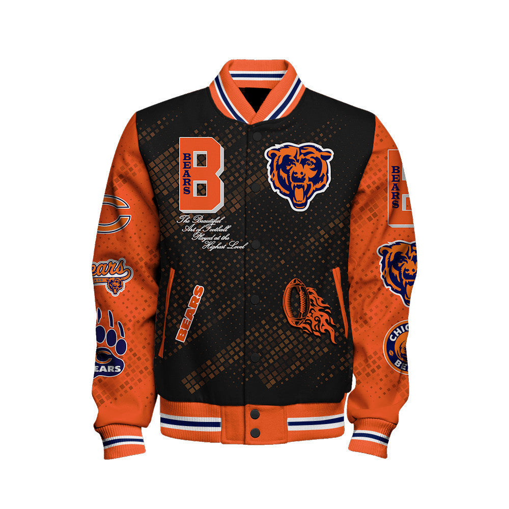 Chicago Bears National Football League Pattern Varsity Jacket SH1 V3 - All-Over-Printed Jacket