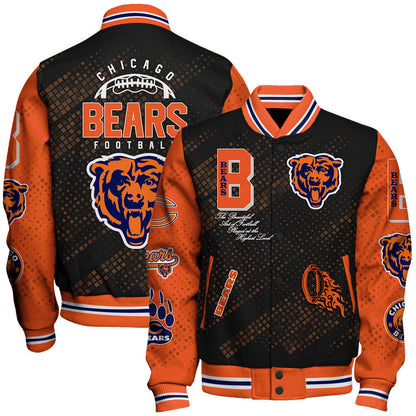 Chicago Bears National Football League Pattern Varsity Jacket SH1 V3 - All-Over-Printed Jacket