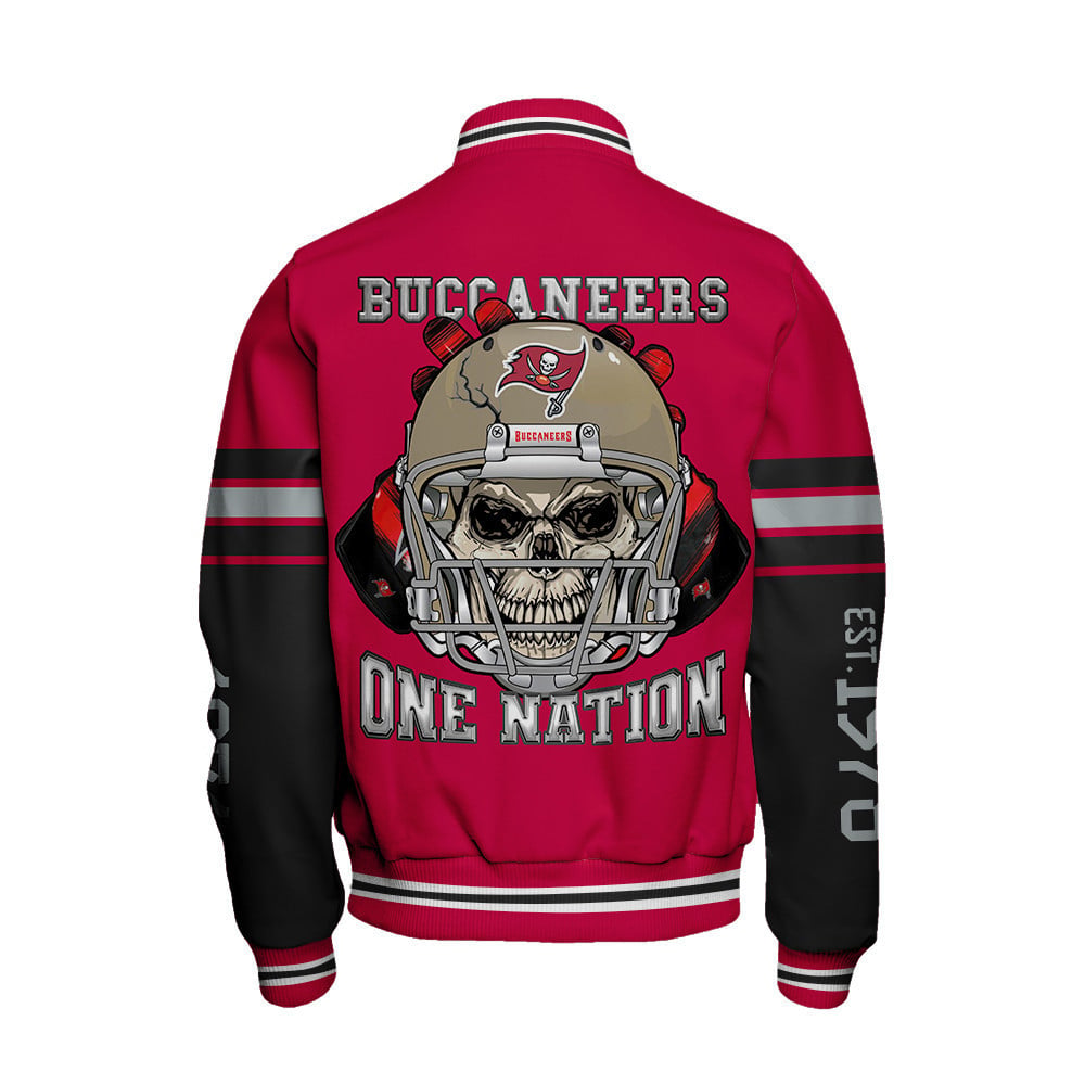 Tampa Bay Buccaneers Skull And Gloves Pattern Varsity Jacket - All-Over-Printed Jacket