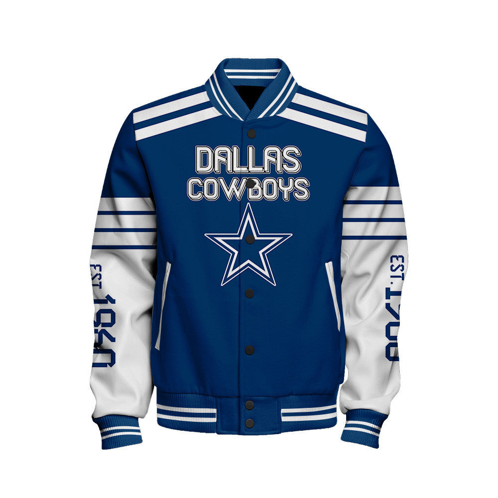 Dallas Cowboys Skull And Gloves Pattern Varsity Jacket - All-Over-Printed Jacket