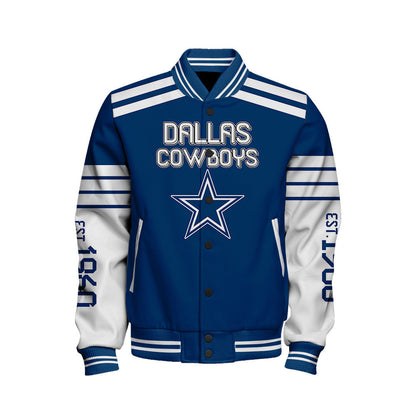 Dallas Cowboys Skull And Gloves Pattern Varsity Jacket - All-Over-Printed Jacket