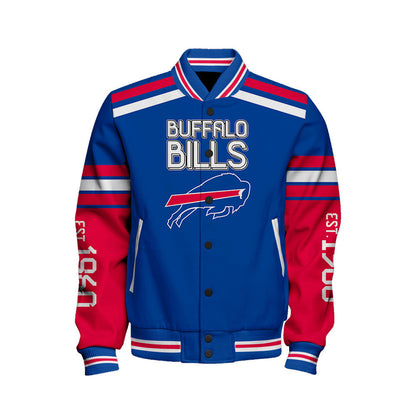 Buffalo Bills Skull And Gloves Pattern Varsity Jacket - All-Over-Printed Jacket