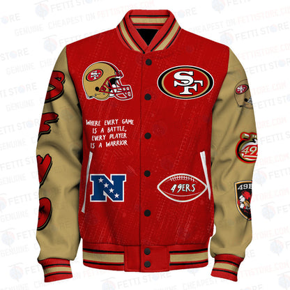 San Francisco 49ers National Football League Unisex Varsity Jacket SFAT V5 - All-Over-Printed Jacket