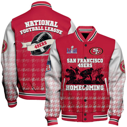San Francisco 49ers LVIII Home Coming Varsity Jacket - All-Over-Printed Jacket