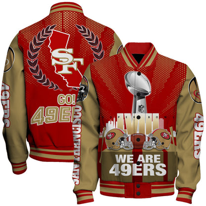 San Francisco 49ers LVIII We Are 49ers Varsity Jacket - All-Over-Printed Jacket