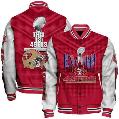 San Francisco 49ers LVIII This Is 49ers Varsity Jacket - All-Over-Printed Jacket