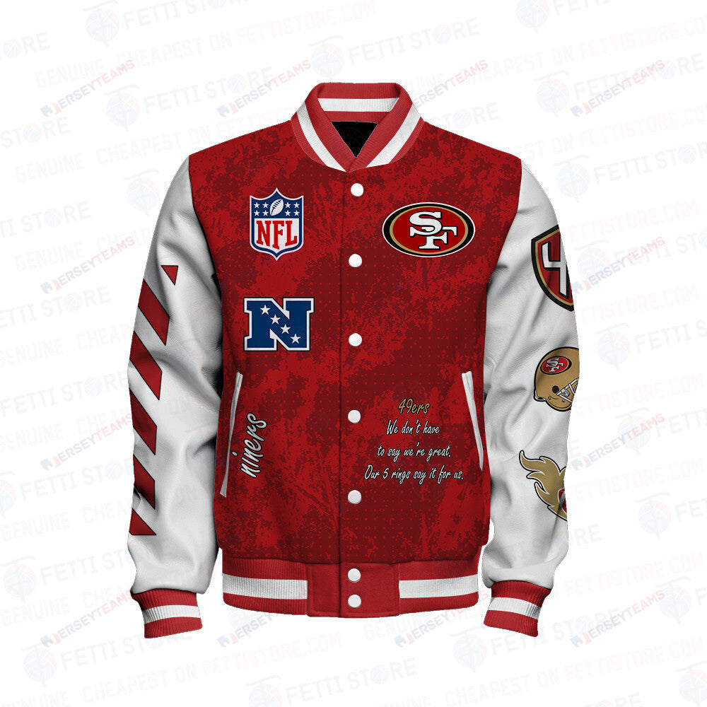 San Francisco 49ers 5X Champions Print Varsity Jacket SFAT V9 - All-Over-Printed Jacket