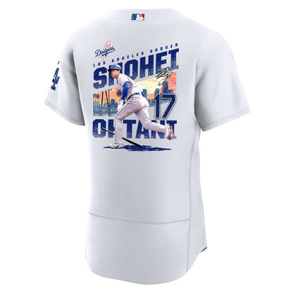 Shohei Ohtani 17 Los Angeles Dodgers Signed Homerun 2023 Home ELITE Men Jersey - White