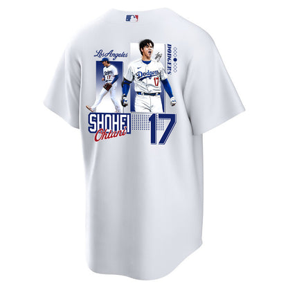 Shohei Ohtani 17 Los Angeles Dodgers Signed Welcome To The Sho 2023 Home Men Jersey - White