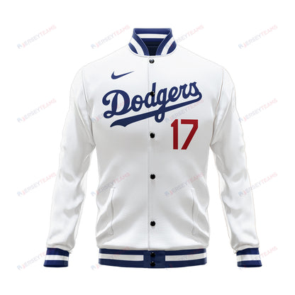 Shohei Ohtani 17 Los Angeles Dodgers Baseball Jacket - White - All-Over-Printed Jacket