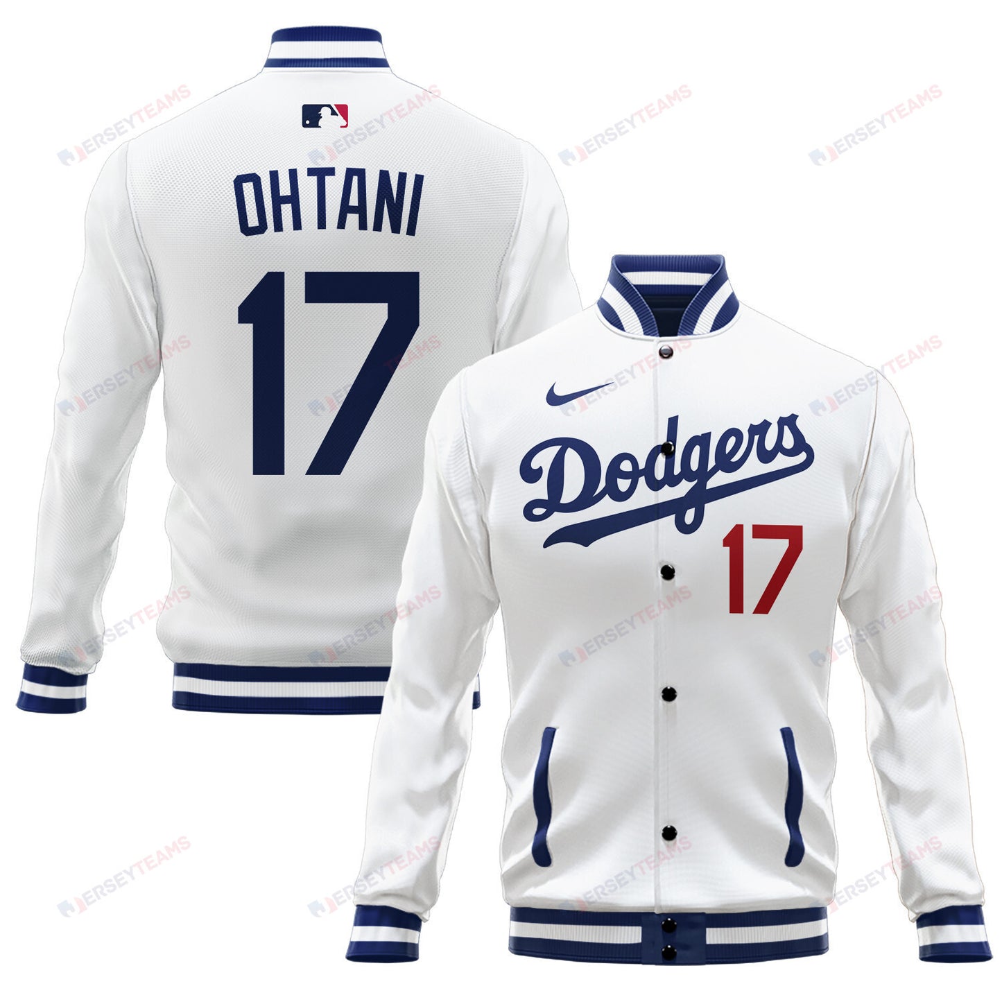 Shohei Ohtani 17 Los Angeles Dodgers Baseball Jacket - White - All-Over-Printed Jacket
