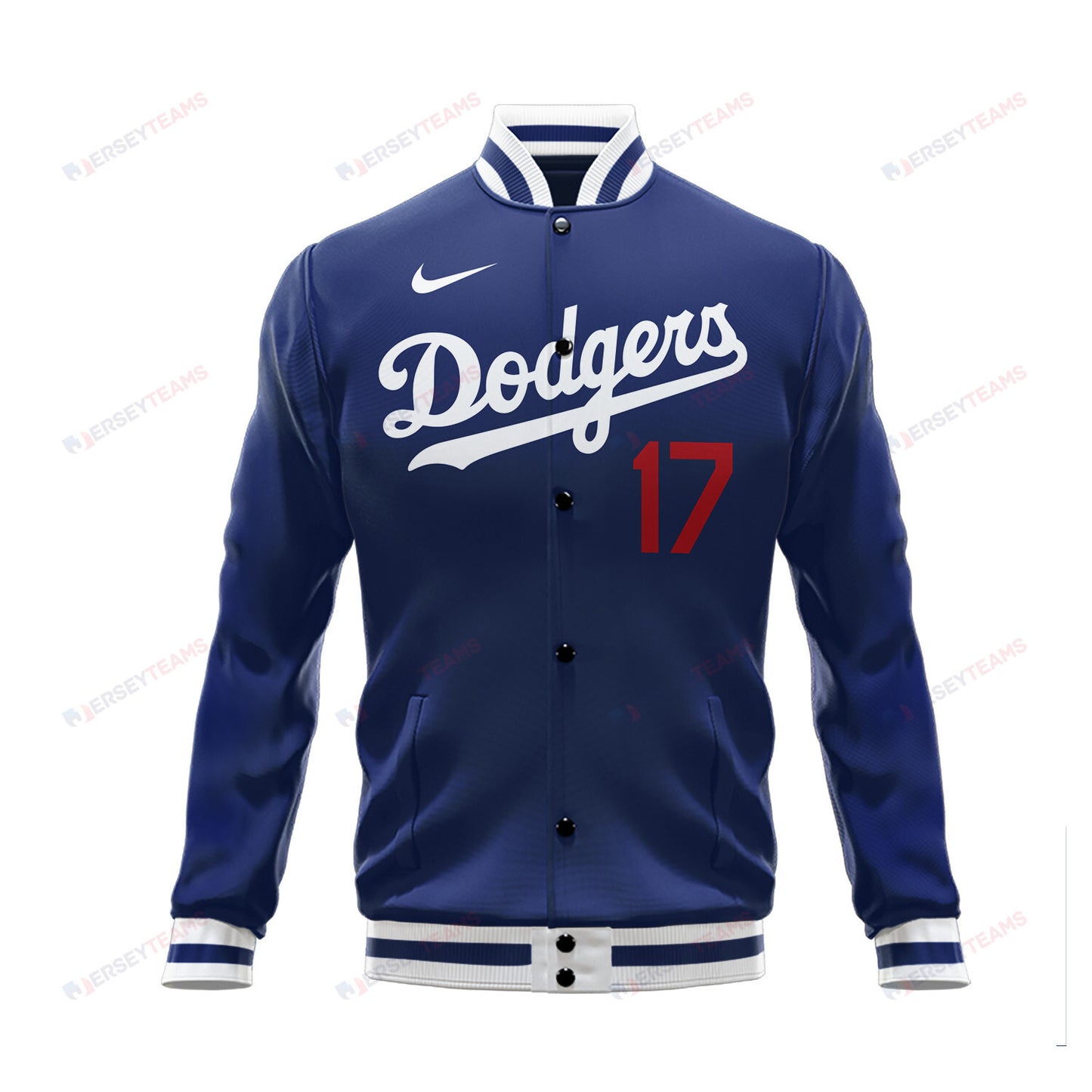 Shohei Ohtani 17 Los Angeles Dodgers Signed Baseball Jacket - Royal - All-Over-Printed Jacket