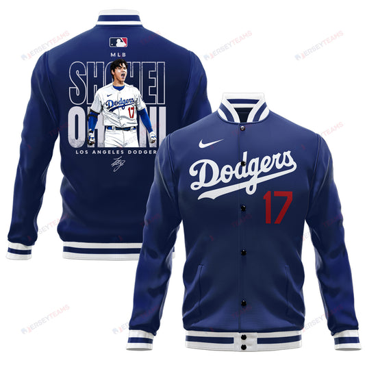 Shohei Ohtani 17 Los Angeles Dodgers Signed Baseball Jacket - Royal - All-Over-Printed Jacket