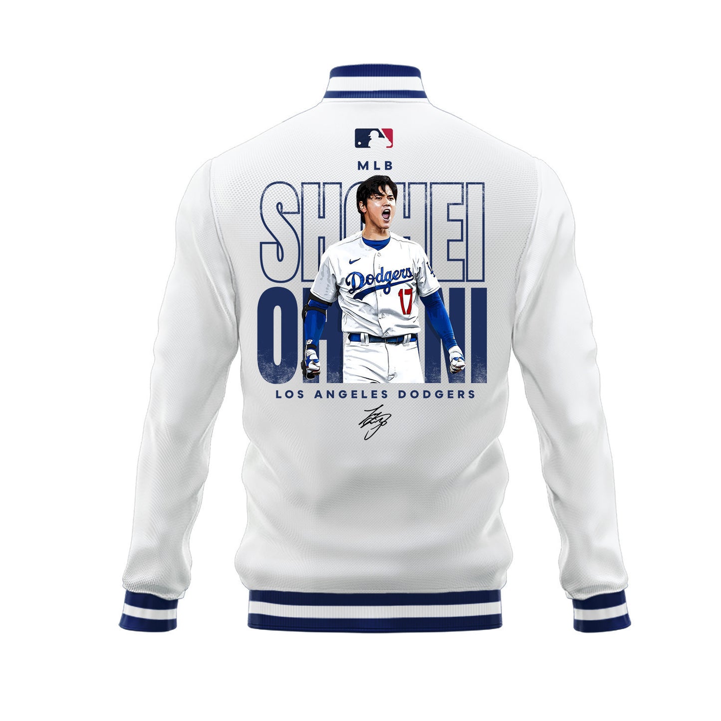 Shohei Ohtani 17 Los Angeles Dodgers Signed Baseball Jacket - White - All-Over-Printed Jacket