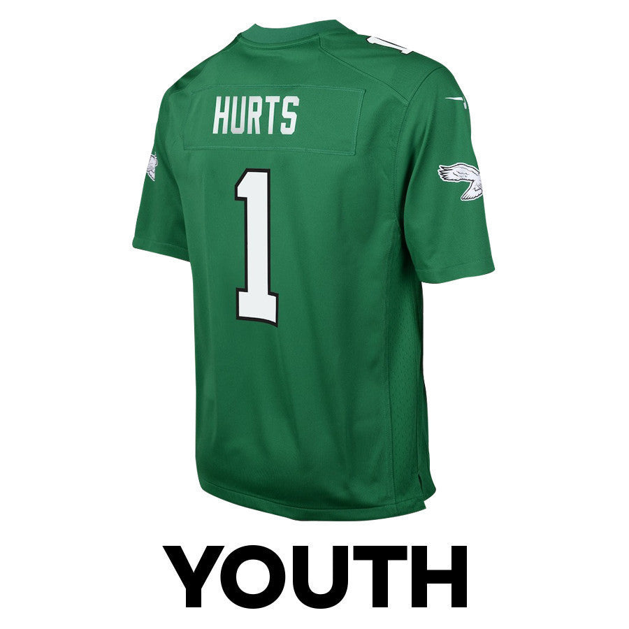 Jalen Hurts 1 Philadelphia Eagles Heartbeat Game YOUTH Jersey - Green