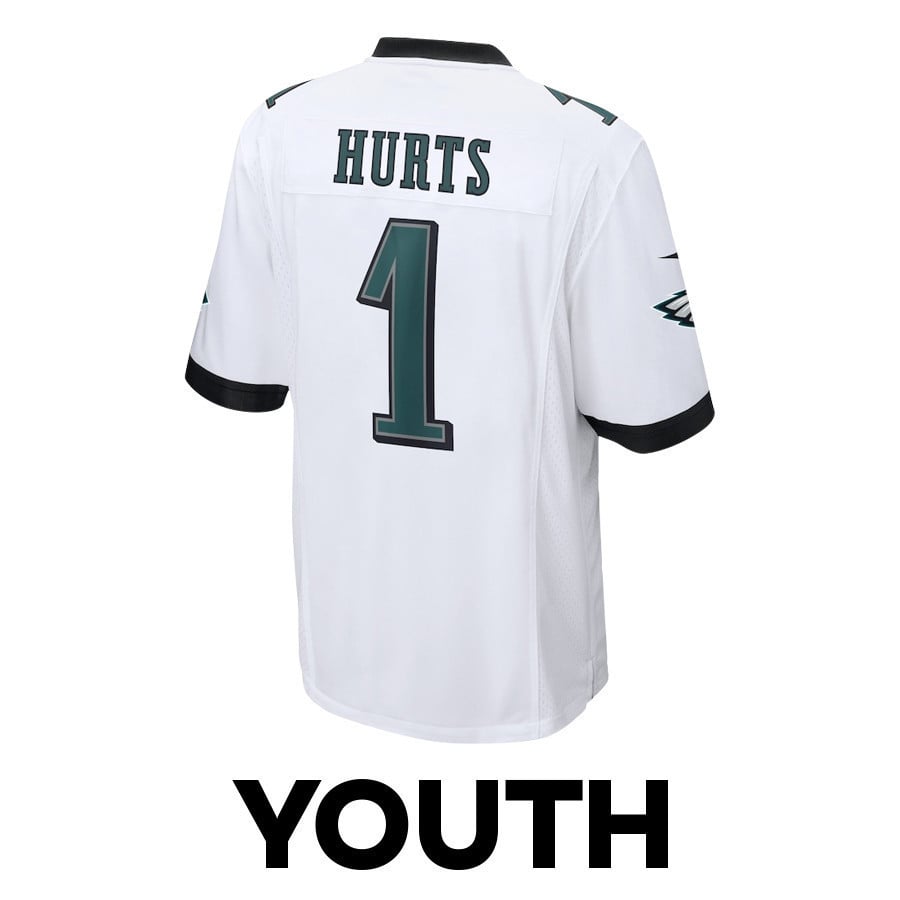 Jalen Hurts 1 Philadelphia Eagles Leadership Game YOUTH Jersey - White