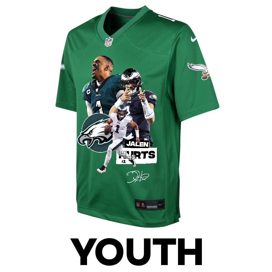 Jalen Hurts 1 Philadelphia Eagles Rising Star Game YOUTH Jersey - Green